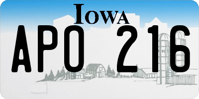 IA license plate APO216