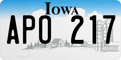 IA license plate APO217