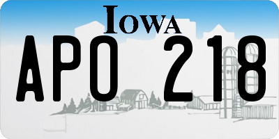 IA license plate APO218