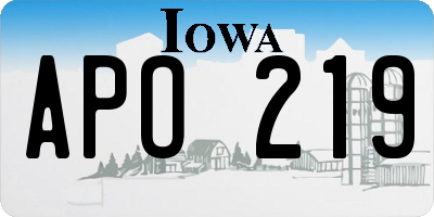 IA license plate APO219