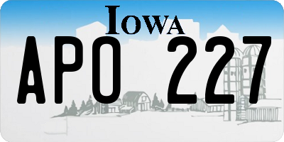 IA license plate APO227