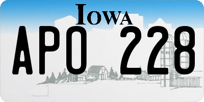 IA license plate APO228