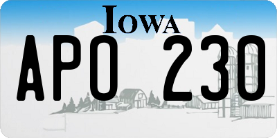 IA license plate APO230
