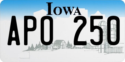 IA license plate APO250