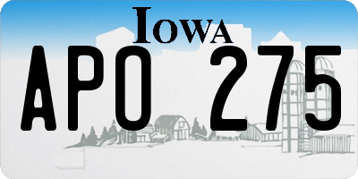 IA license plate APO275