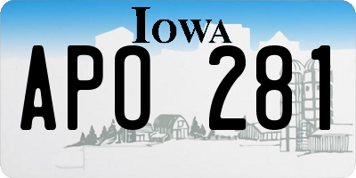 IA license plate APO281