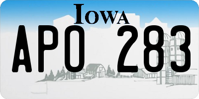 IA license plate APO283