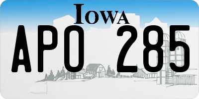 IA license plate APO285