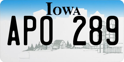 IA license plate APO289