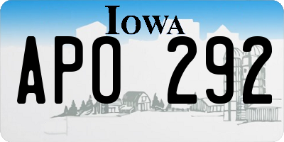 IA license plate APO292