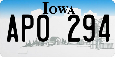 IA license plate APO294