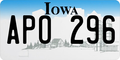 IA license plate APO296