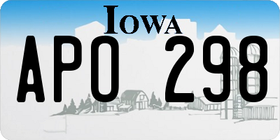 IA license plate APO298