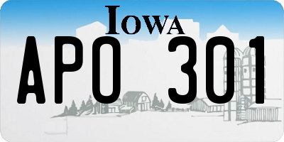 IA license plate APO301