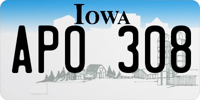 IA license plate APO308