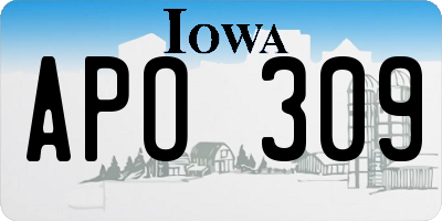 IA license plate APO309
