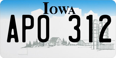 IA license plate APO312