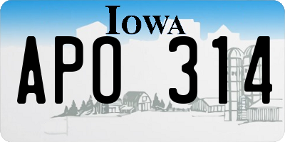IA license plate APO314