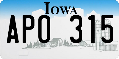 IA license plate APO315