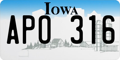 IA license plate APO316