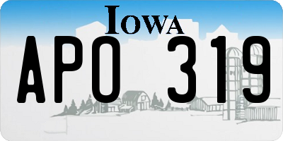 IA license plate APO319