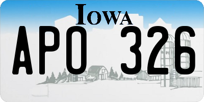 IA license plate APO326