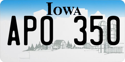 IA license plate APO350