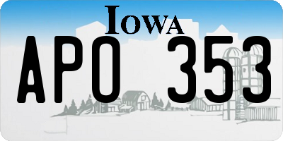 IA license plate APO353