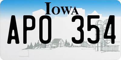 IA license plate APO354