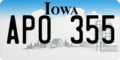 IA license plate APO355