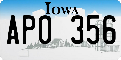 IA license plate APO356