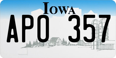 IA license plate APO357