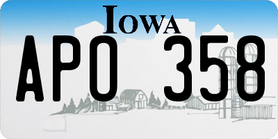 IA license plate APO358