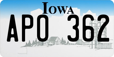 IA license plate APO362