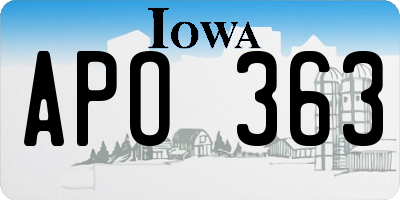 IA license plate APO363