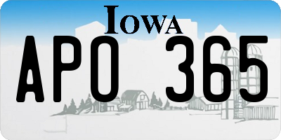 IA license plate APO365