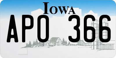 IA license plate APO366