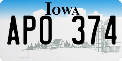 IA license plate APO374