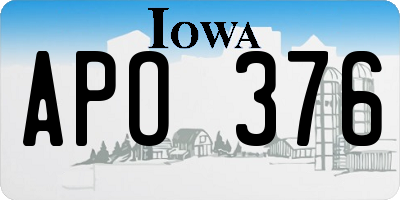 IA license plate APO376