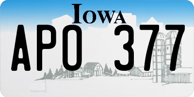 IA license plate APO377