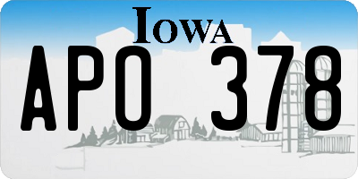 IA license plate APO378