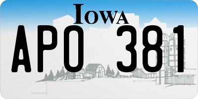 IA license plate APO381