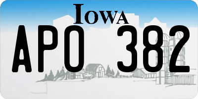 IA license plate APO382