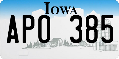 IA license plate APO385