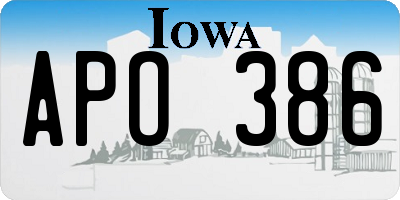 IA license plate APO386