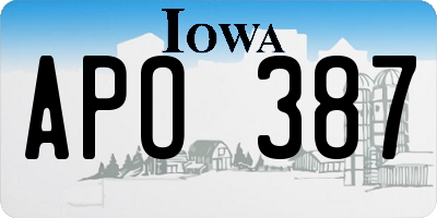 IA license plate APO387