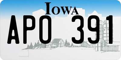 IA license plate APO391