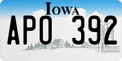 IA license plate APO392