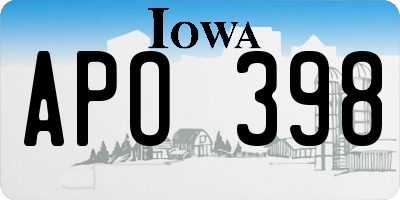 IA license plate APO398