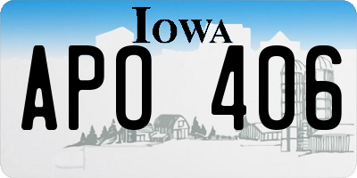 IA license plate APO406